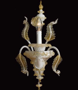 Miss Veneziana Piramide lampade da parete in vetro di Murano bianco con oro