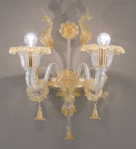 Miss Veneziana Gold lampade da parete in vetro di Murano trasparente con oro