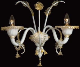 Miss Veneziana Fiore lampade da parete in vetro di Murano bianco con oro