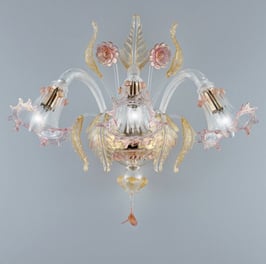 Miss Vivaldi lampadario di Murano colore oro e rosa