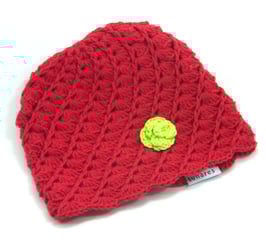 Häkelkäppchen rot mit Rose lemon