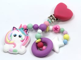 Beisskette mit Anhänger Einhorn farbig