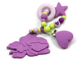 Beisskette mit Anhänger Fee violett