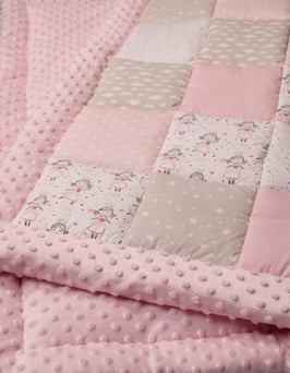 Patchworkdecke/Krabbeldecke rosa/beige