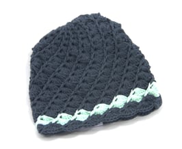 Häkelkäppchen dunkelgrau/mint