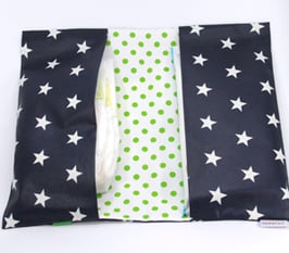 Windeltasche dunkelblaue Sterne mit Grün