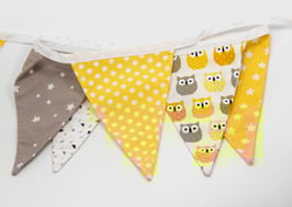 Wimpelkette gelb mit Eule