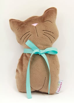 Spieluhr Büsi braun mit türkis Schleife