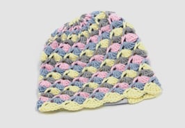 Häkelkäppchen hellblau/hellgelb/rosa/hellgrau
