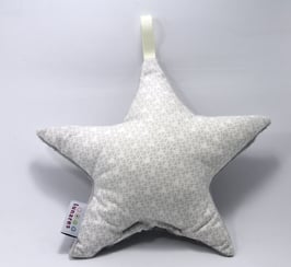 Spieluhr Stern grau/weiss