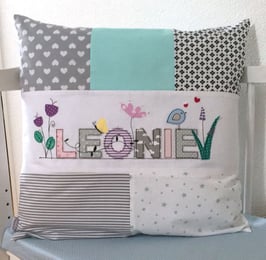 Namenskissen  ( Bild dient als Beispiel )  Frühlings-ABC