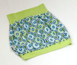 Ballonröckchen blaue Kreise mit hellgrünem Bündchen