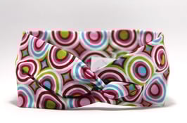 Stirnband mit Knoten rosa/pink Kreise