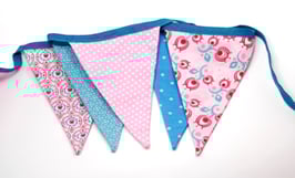 Wimpelkette türkis/rosa mit Band türkis