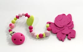 Beisskette pink/rosa/hellgruen mit Anhänger Fee pink