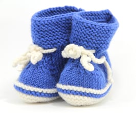 Strickschuhe Merino blau/weiss