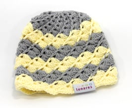 Häkelkäppchen hellgrau/hellgelb