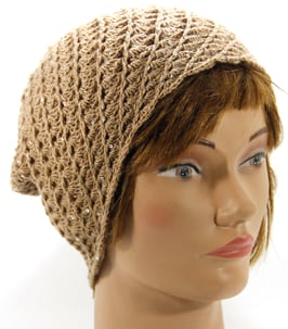 Merino Mütze dünn mit Pailetten