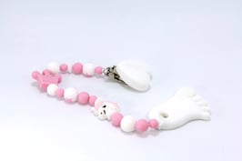 Beisskette mit Anhänger Fuss weiss/rosa