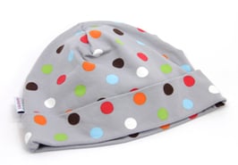 Jersey Käppli grau mit farbigen Tupfen