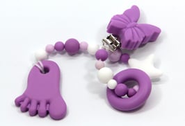 Beisskette mit Anhänger Fuss violett