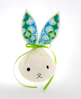 Hasenbeutel weiss/hellblau