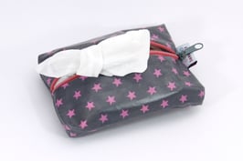 Feuchttücherhülle grau/pink