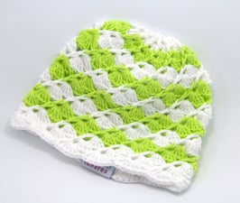 Häkelkäppchen lemon/weiss