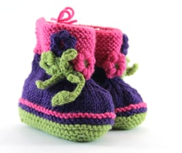 Strickschuhe Merino Blümchen