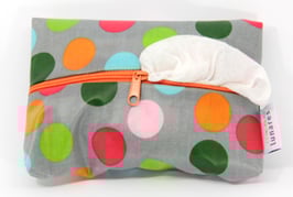 Feuchttücherhülle grau farbig gepunktet Reißverschluss orange