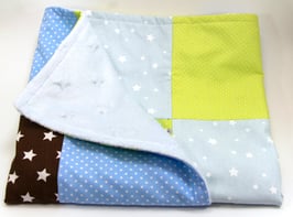 Patchworkdecke / Kuscheldecke hellgrün, türkis