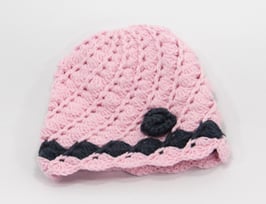 Häkelkäppchen rosa/dunkelgrau