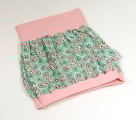 Ballonröckchen mint Blumen mit rosa Bündchen