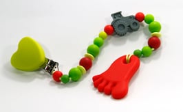 Beisskette rot/grün mit Anhänger Fuss rot