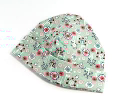 Jersey Käppli mint mit rosa Blumen