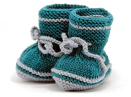 Strickschuhe Merino petrol/hellgrau