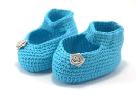 Ballerina türkis mit grauer Rose