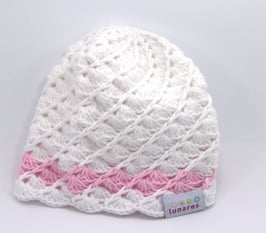 Häkelkäppchen weiss/rosa
