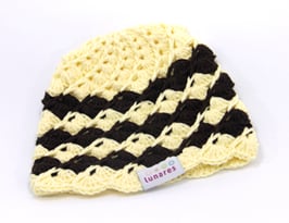 Häkelkäppchen hellgelb/braun