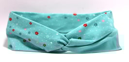Stirnband mit Knoten mint Blümchen