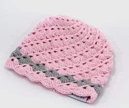Häkelkäppchen rosa/grau