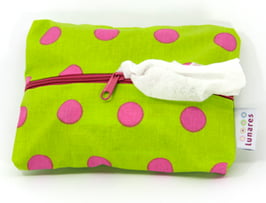 Feuchttücherhülle hellgrün mit pinken Punkten