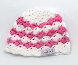 Häkelkäppchen weiss/pink