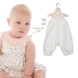 ポンポンフリンジ付きロンパース☆3-6m/6-12m