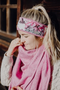 Kuschelstirnband -Tagträume Berge pink-