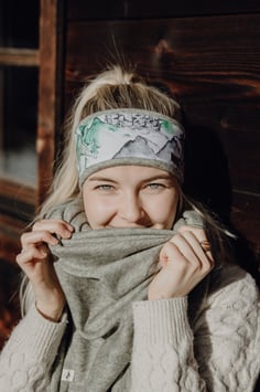 Kuschelstirnband -Tagträume Berge grün-