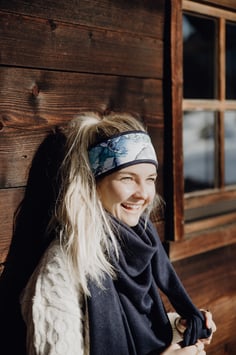 Kuschelstirnband -Tagträume Berge blau-