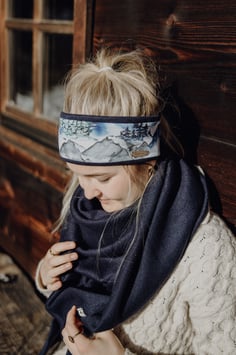 Stricktuch/Poncho -dunkelblau-