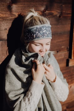 Kuschelstirnband -Blätter grün-