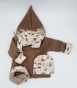 Walkjacke -Waldtiere braun-